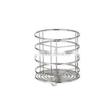 Chrome plated stainless steel kitchen utensil basket