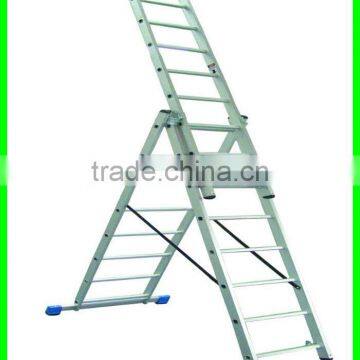 Aluminum 3 section compact extension ladder