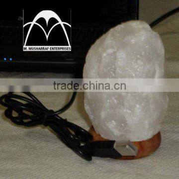 Himalayan Rock Salt USB Tiny WHITE Lamps NATURAL