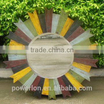 Outdoor Decor Mirrors Colorful Wooden Frame Garden Mirrors