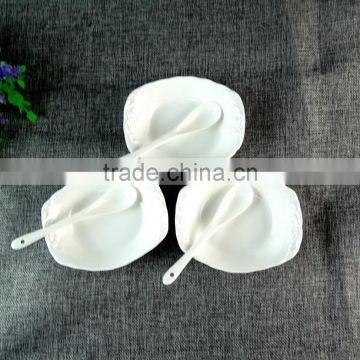 Corporate Gift 2016 3pcs White Ceramic Bowl With spoon Set In Gift Box