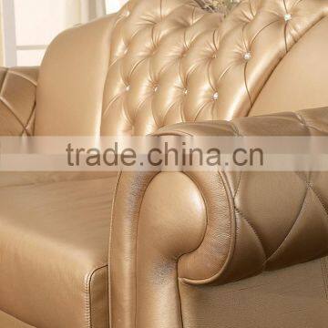 Genuine Leather Sofa Stainless Steel Base Top Grain Leather Sofa Furniture SF017 photo-4