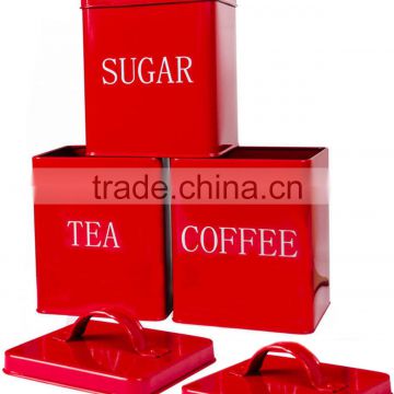 Square Kitchen Metal Sealed Coffee Tea Sugar Tin Canister