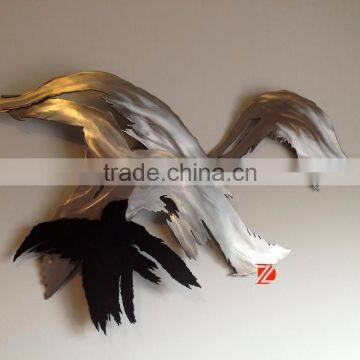 Indoor Shiny Stainless Steel Eagle Statues Hanging On the Wall