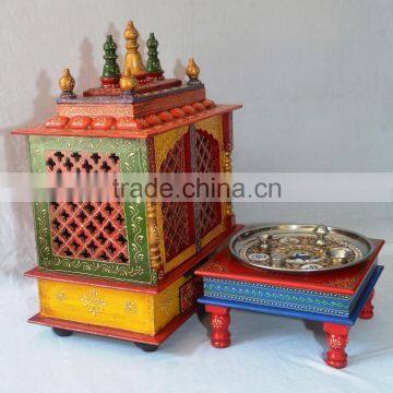 Beautifully Hand Painted Wooden Temple With Gate and Drawers photo-6