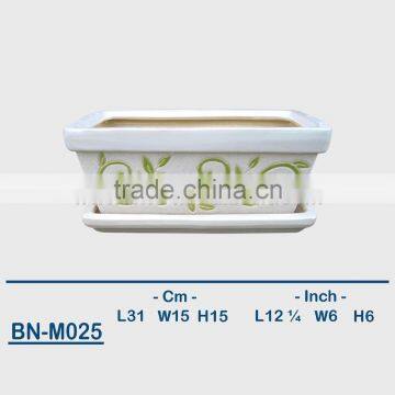 Vietnamese Ceramic Hand Carved Bonsai Mini Flower Pot BN-M025