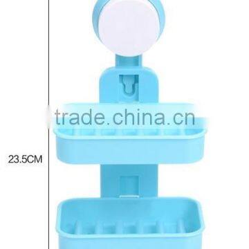 Vacuum Suction Cup Bathroom and Kitchen Plastic Double Layer Shelf/soap Holder photo-2
