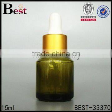 China Fancy High Quality Frosted 15ml Glass Essential Oil Bottle Gold Aluminum Dropper Bottle Glass Cosmetic Packaging photo-4