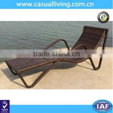 Outdoor swimming pool brown rattan sun loungers woven wave chaise lounger