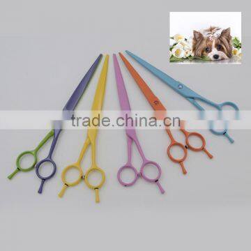 2 colors coating Pet Grooming SHEARS curved or straight blades for DOG CAT hair CUTTING