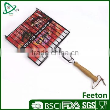 Non-stick grill rack with wooden handle