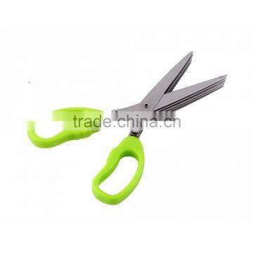 Multi-functional Stainless Steel Kitchen Knives 5 Layers Scissors Sushi Shredded Scallion Cut Herb Spices Scissors Cooking Tools photo-3