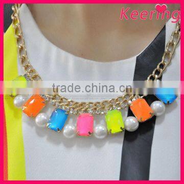 Alloy Jewelry Chunky Bid Exaggerate Statement Crystal Necklace WNK-228