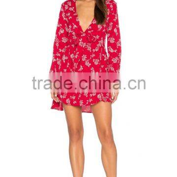 Boho Sexy Printed Rayon Front Tie Closure One Piece Party Mini Girls Dress Name With Pictures Designer Women Apparel HSD5850 photo-3