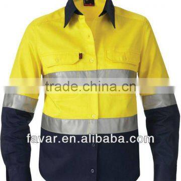 Yellow navy blue 190gsm cotton shirt two tone 3m reflective safety shirt