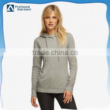 simple casual solid gray color sports fitness pullover women hoodie