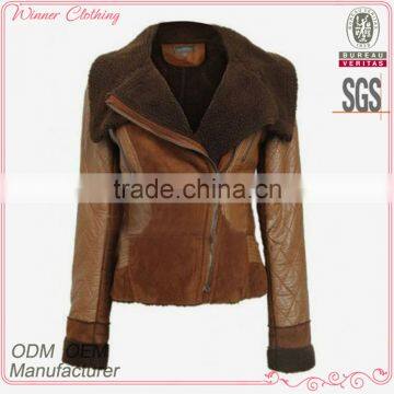 2018 Fashion Woman Fake Fur Jackethigh Quality Garment Manufacturer Fashion Fake Leather Jacket OEM Factory