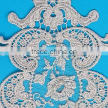 Eco Friendly Design Champagne Floral Embroidery Lace Applique photo-3