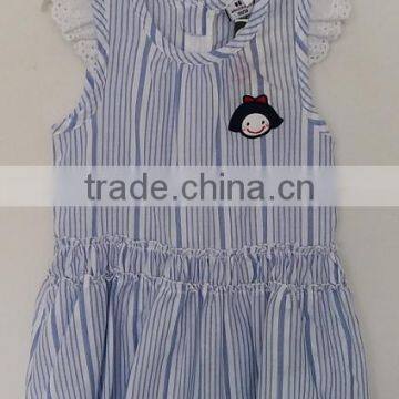 2016 Baby Girls White and Blue Stripes Dress for Summer