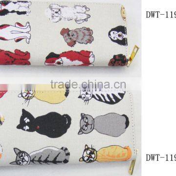 Fashion Lady Latest Cotton Canvas Print Dog Animal Star Wallet photo-2