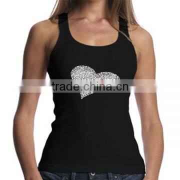 Women Fashion Cotton Tank Top Clothes Iron On Wine Rhinestone Transfer Design photo-5