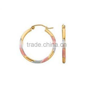 Tri Colored Gold Plated Hoop Earrings