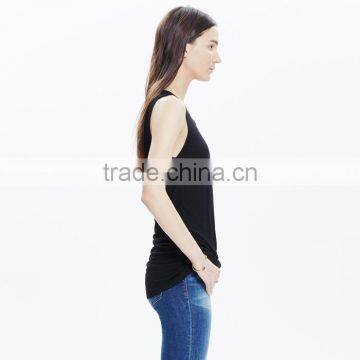 Black Slim Plain Twist Tunic Tank Top for Women photo-2