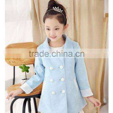 5-11 Years Old Kids Lovely Princess Trench Long Coat Synthetic Suede Dust Coat photo-3