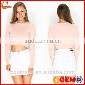 2014 Women's Autumn Latest Sweater Knit Long Sleeves Crop Wholesale Women Tops