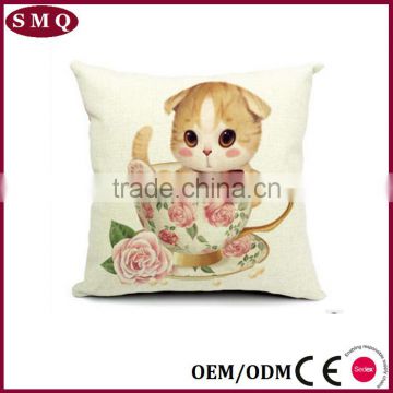 fresh style cute cat painting cotton pillow cover