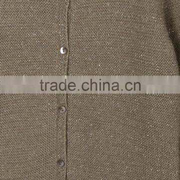Customed Olive Green Shinny Long Sleeve Buttons Closured Cashmere Cardigan for Little Girls