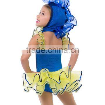 New Arrival Kids Ballet Dress-perform Bird Blue and Yellow Tutu Jazz Skirt photo-2