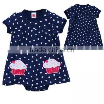 2017 Summer cinched short sleeve girl romper one piece polka dot new born baby dress