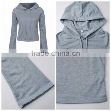 Spring Wear Grey Lightweight Raglan Sleeve Crop Pullover Hoodie for Girls photo-3