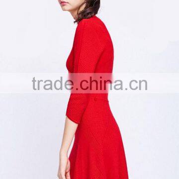 OEM Custom Latest Formal Design Wool Knitting Pattern Sweater Dress for Women photo-3
