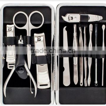 Wholesale Home Use 12pcs Clippers Tweezers Cuticle kits grooming mini size beauty nail care manicure pedicure set