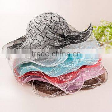 Summer Dress Hats Mesh Ruffles Sun Hat Beach Lace Hat Floppy Cap