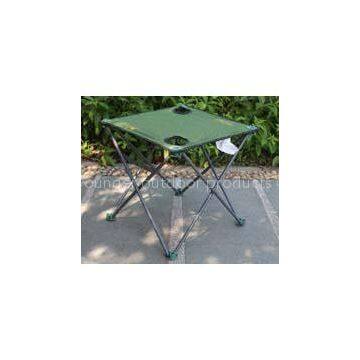 Simple camping folding table with cup holder, 600D oxford portable picnic table