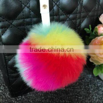 Phone Car Handbag Decoration Accessories Plush Keychain Ring Faux Fur Pom