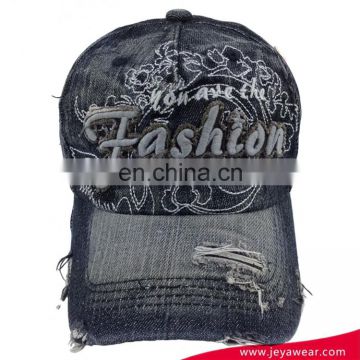 Custom distressed stone washed worn-out hip hop baseball cap for young people