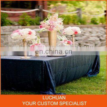 Glitter Blue Sequins Customized Size Fancy Navy Table Cloth