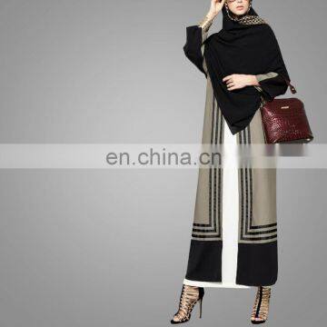 2017 Latest Casual Dubai Arab Women Design Muslim Open Front Overcoat Islamic Clothing Cardigan Latest Printing Kimono photo-3