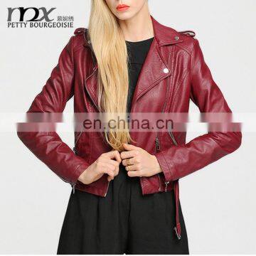 Fashion Factory Price Ladies Jacket Women Clothing Pu/Polyester Leather Jacket