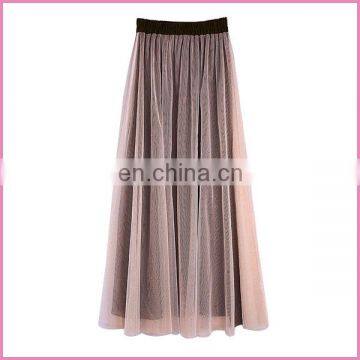 fashion color gradient new design tulle with lining flexible waist long skirt