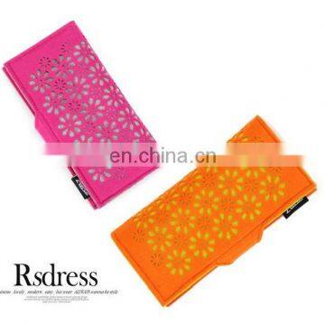 fashion lady wool felt polyester hollow wallet