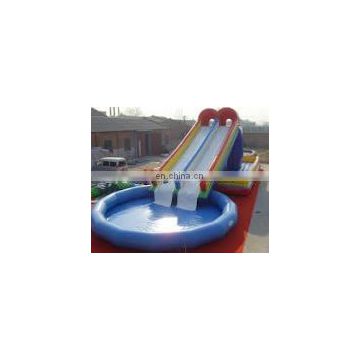 double lane inflatable slide with pool ,water inflatable slide