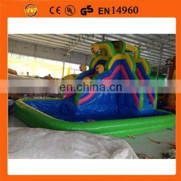 2014 new design pororo inflatable slide with pool