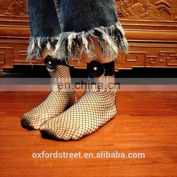 Women Ruffle Fishnet Ankle Socks Mesh Lace Fish Net Short Sock photo-2