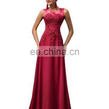 Grace Karin Long A-line Chiffon Sleeveless Women Formal Wine Red Prom Dress Abendkleider CL007555-5 photo-2