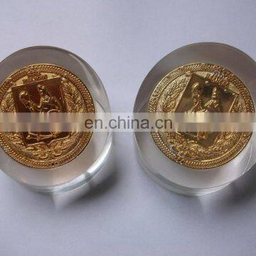 3D casting coin acrylic embedded paper weight